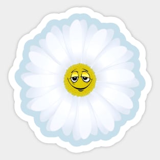 White Smiley Flower Sticker